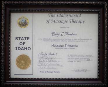 Emily Idaho State Massage License